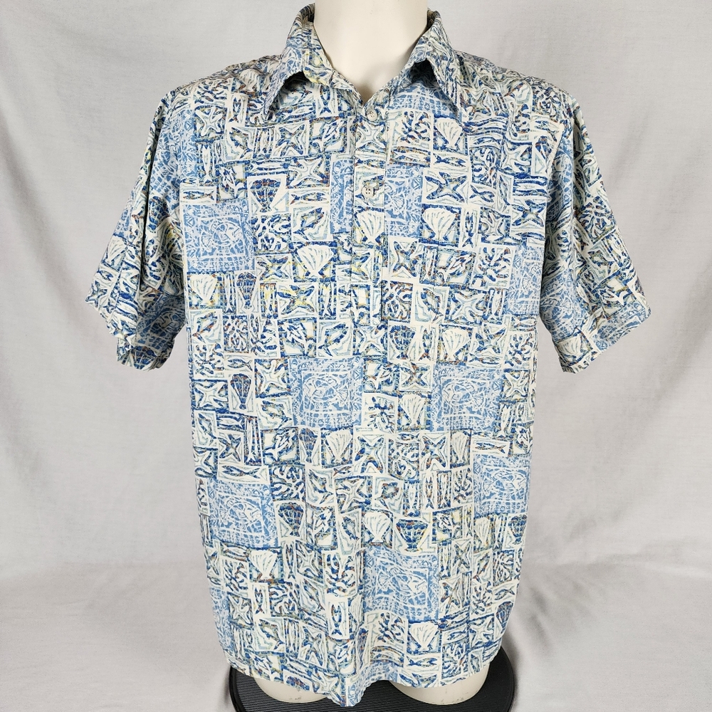 Go Barefoot Aquatic Print Hawaiian Shirt (XL)